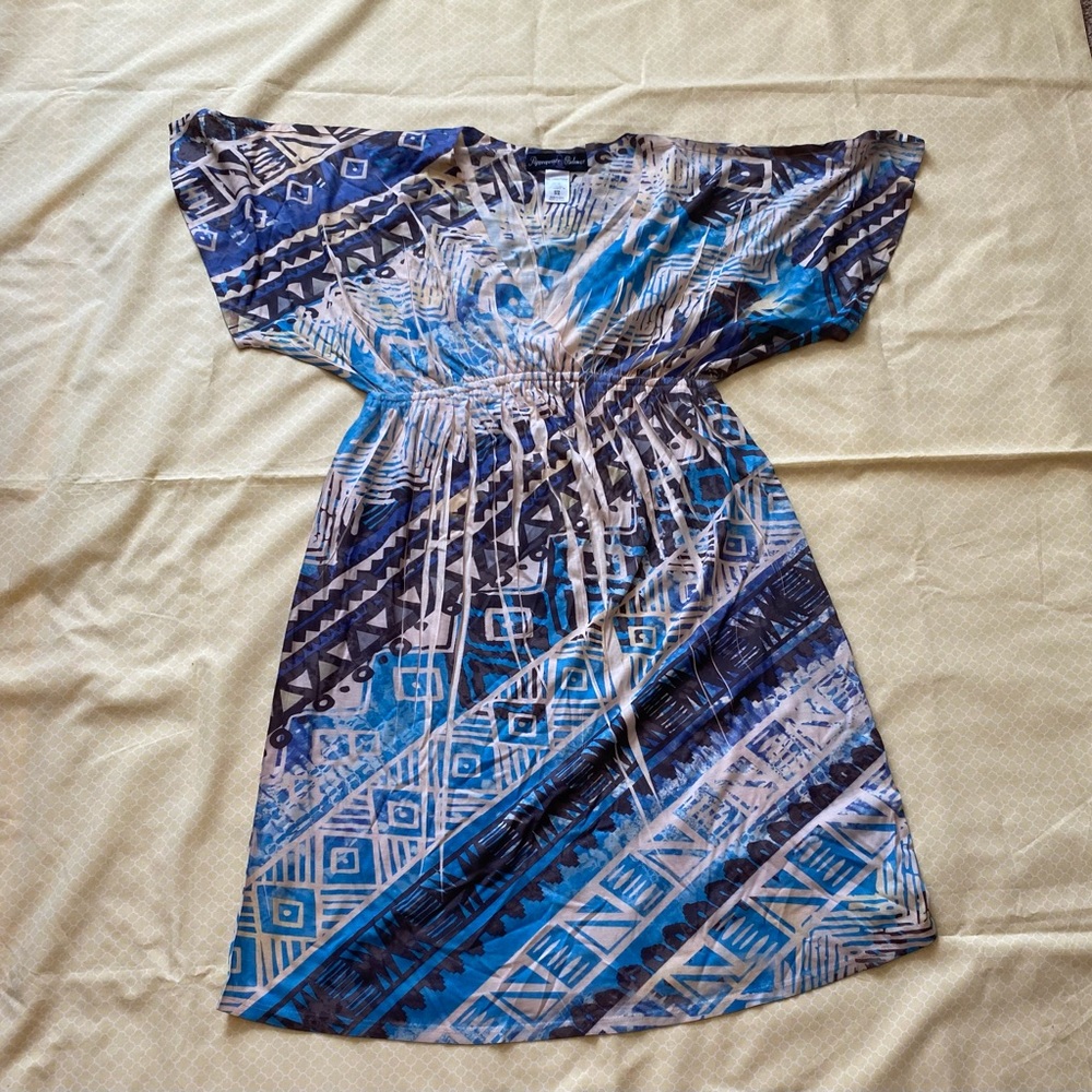 Appropriate Behavior Peach and  Blue Mini Dress